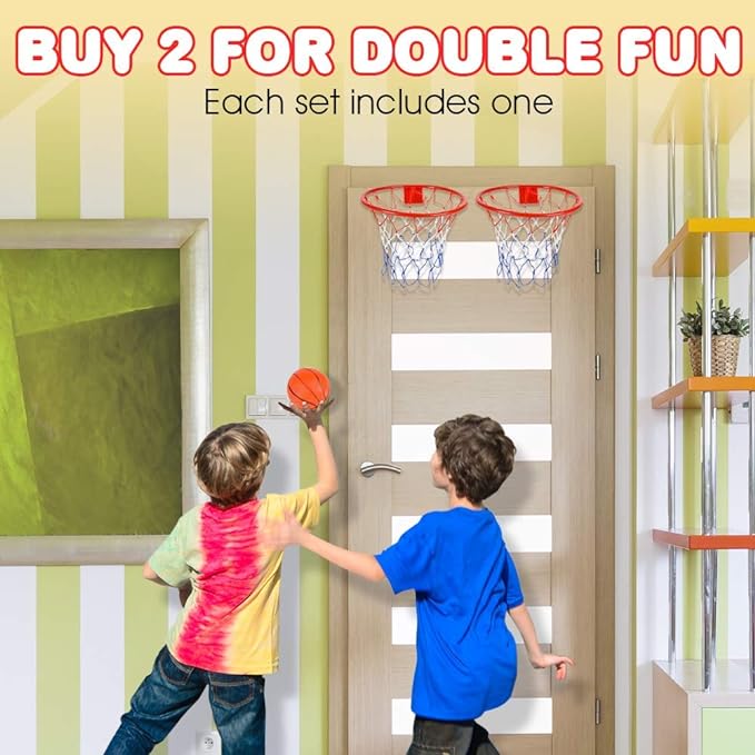 ArtCreativity Over The Door Basketball Hoop Game - Includes 1 Mini Basketball and 1 Net Hoop, Indoor Mini Basketball Hoop Set for Home, Office, Bedroom, Cool Birthday Gift for Boys and Girls