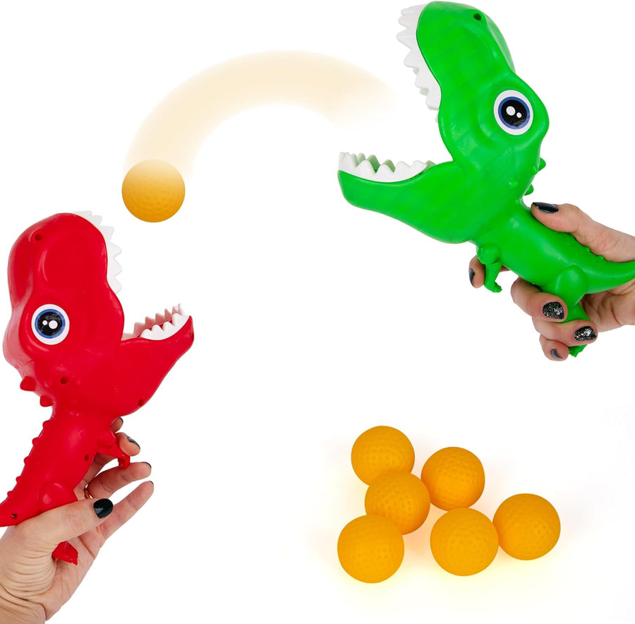 ArtCreativity Dinosaur Pop and Catch Game - Dino Pop and Catch Toy with 2 Catch Cup Launchers and 6 Balls - Press Trigger to Pop Out The Ball - Summer Games for Kids Outside Play - Outdoor Games