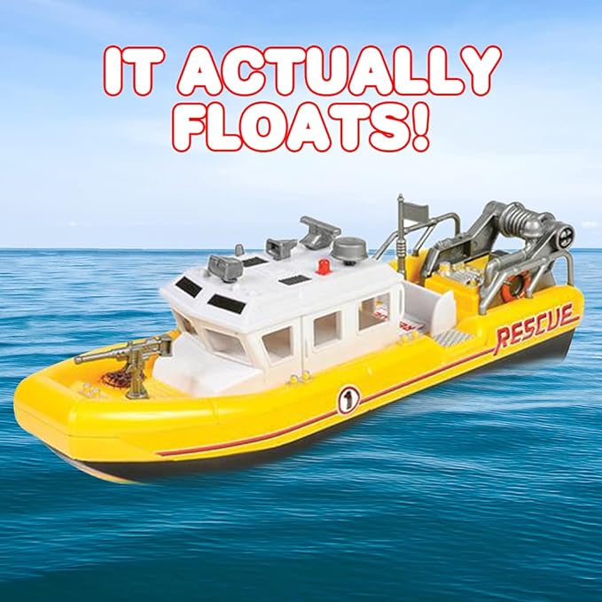 ArtCreativity Aquatic Rescue Vessel, Battery-Operated Toy Ship for Kids, Floats in Water, Floating Bathtub and Pool Toy for Boys and Girls, Great Birthday Gift for Children