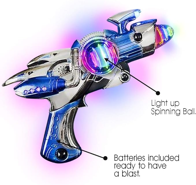 ArtCreativity Red & Blue Super Spinning Space Toy Gun Set with Flashing Lights & Sound Effects, Pack of 2 Space Guns, Light Up Toys for Boys & Girls, Batteries Included