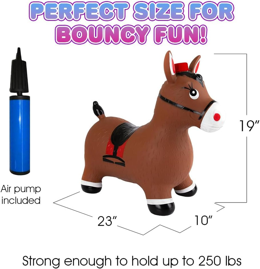Bouncy Horse Hopper with Music, Ride on Rubber Horse for Active Indoor and Outdoor Play, Inflatable Horse Toy for Kids (Pump Included)