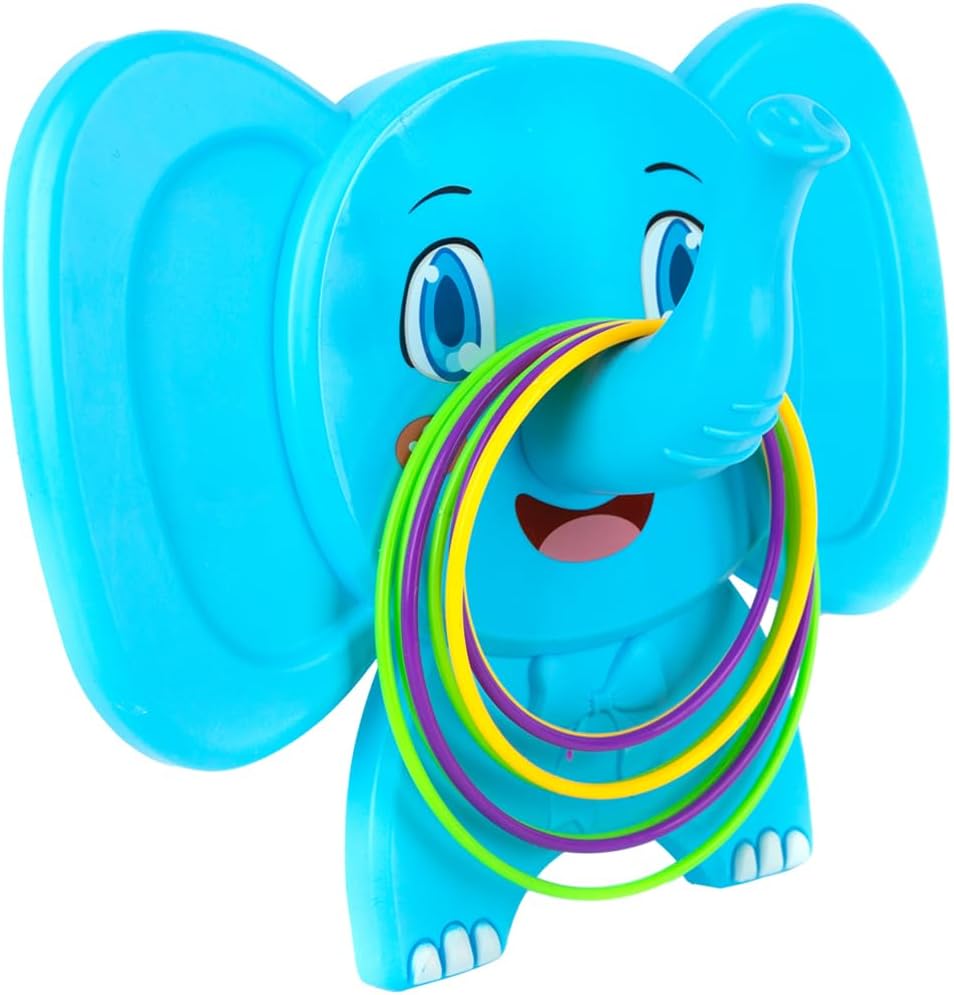 Gamie Elephant Ring Toss Game for Kids, Set of 2, Each Set Contains 1 Base and 12 Rings, Ring Toss Toys for Boys and Girls, Carnival Party Supplies, Hand Eye Coordination Toys for Kids and Teens…