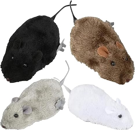 ArtCreativity Wind Up Mouse Toys, Set of 4, Classic Prank Toys for Kids in 4 Colors, Animal Party Favors for Children, No Batteries Needed, Goody Bag Fillers for Boys and Girls