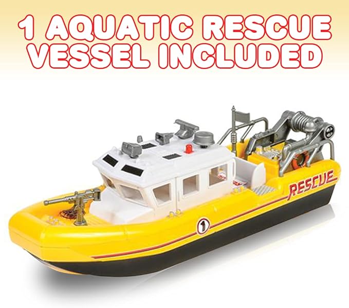 ArtCreativity Aquatic Rescue Vessel, Battery-Operated Toy Ship for Kids, Floats in Water, Floating Bathtub and Pool Toy for Boys and Girls, Great Birthday Gift for Children