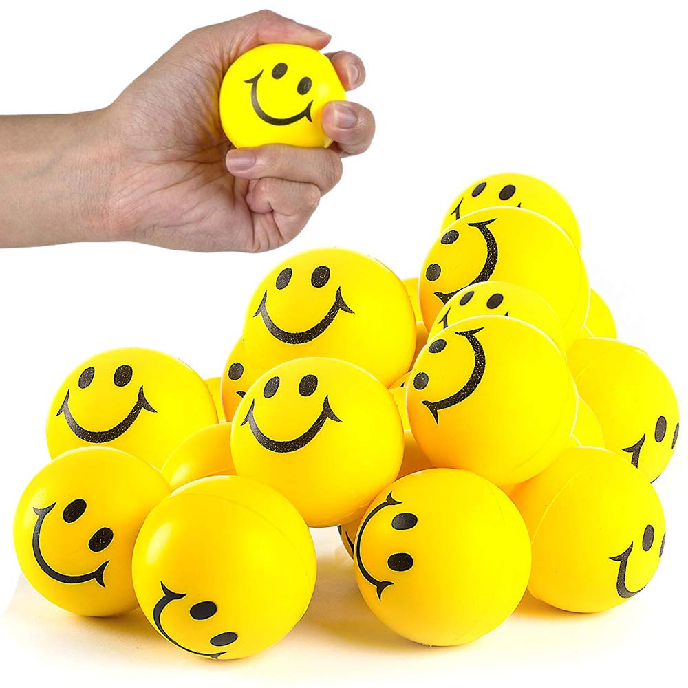 Smile Face Stress Balls for Kids and Adults - Pack of 12