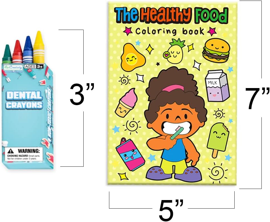 ArtCreativity Dental Coloring Book Kit for Kids - 12 Sets - Every Set Includes 1 Mini Color Book and 4 Crayons - Fun Birthday Party Favors, Sleepover Party Supplies, Great Gift Idea for Boys & Girls