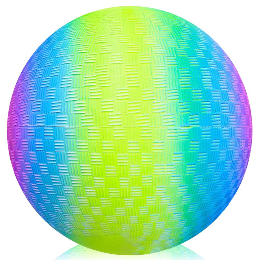 Rainbow Playground Ball for Kids, 9 Inch Kickball for Backyard, Park, and Beach Outdoor Fun, Bouncy Ball for Kids, Durable Toddler Ball with Beautiful Colors, Outside Play Toys for Boys and Girls