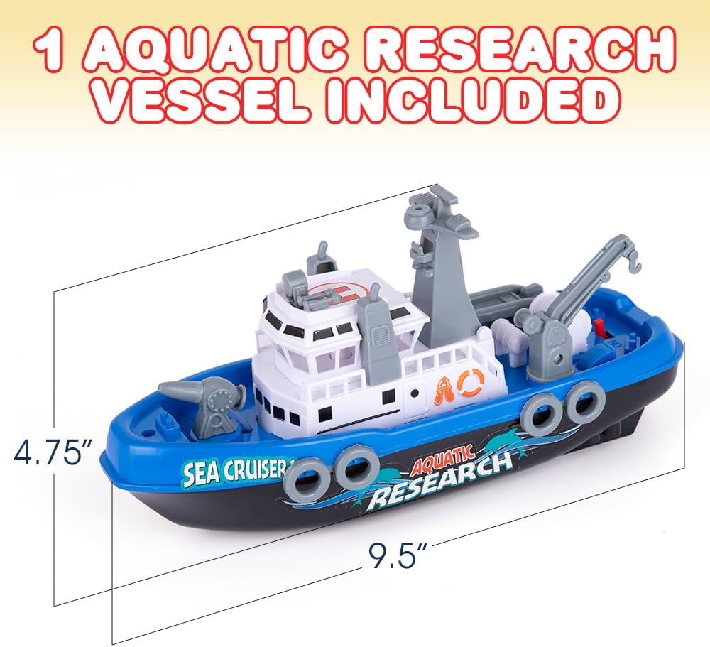 Aquatic Rescue Vessel, Battery-Operated Toy Ship for Kids, Floats in Water, Floating Bathtub and Pool Toy for Boys and Girls, Great Birthday Gift for Children
