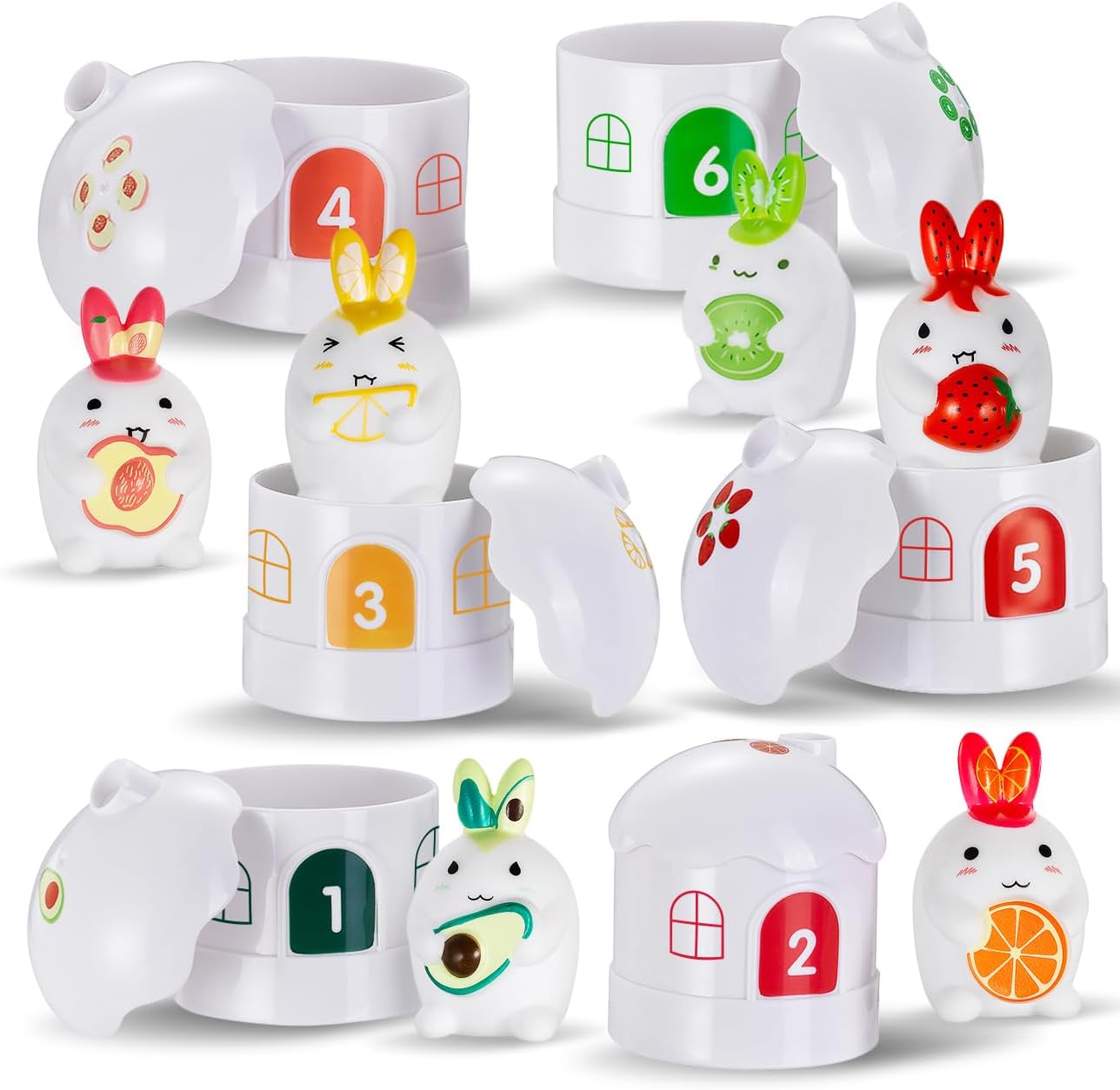 Bunny Matching & Sorting Set - 18 PC Montessori Toy - Easter Learning Toys for Toddlers 1-3 - Educational Basket Stuffers for Boys and Girls - Fun Easter Games for Kids