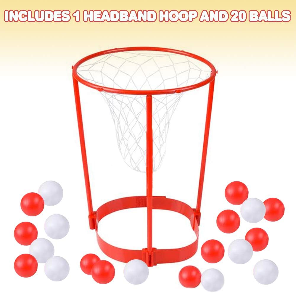 ArtCreativity Head Hoop Basketball Party Game for Kids and Adults - Adjustable Basket Net Headband with 20 Balls - Fun Gift for Birthday, Party Dress Up, Carnival Ball Game for Boys & Girls