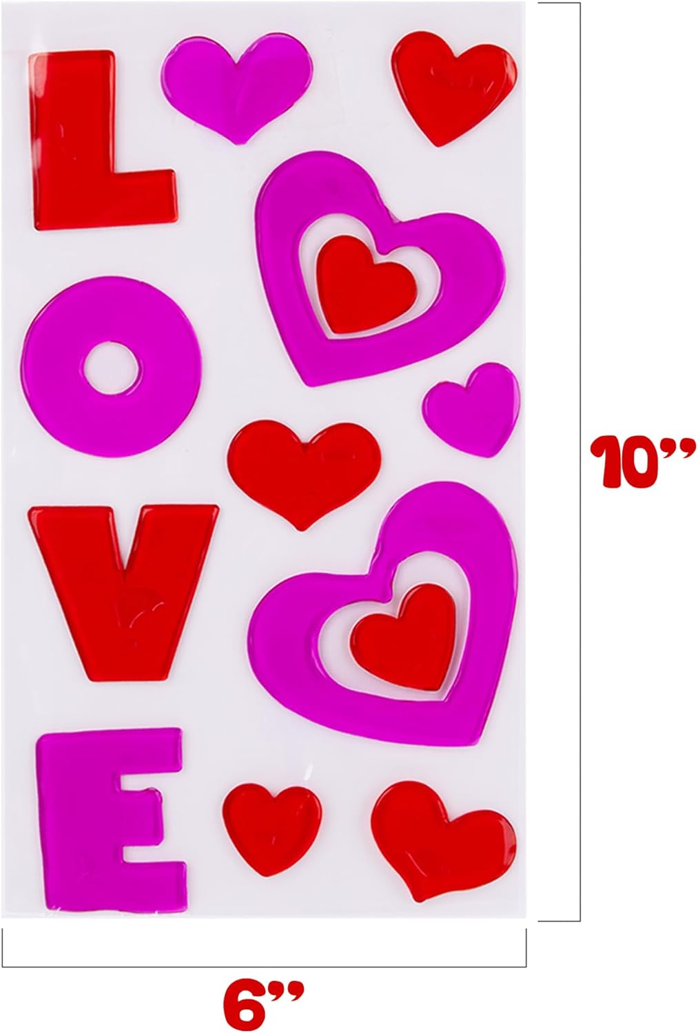 Valentines Day Window Clings - 39 Valentines Day Clings - Heart Window Clings in 3 Sheets - Assorted Heart Window Decals with Vibrant Colors - Valentines Day Window Decorations for Cute Decor