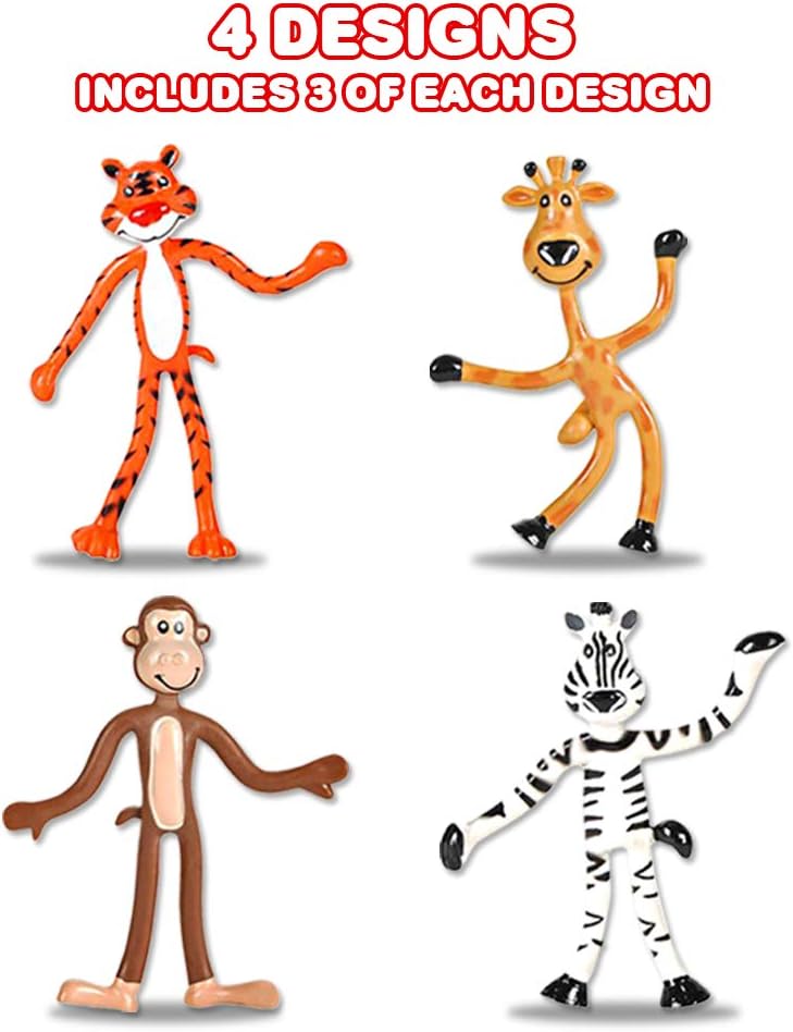 Bendable Zoo Animals, Set of 12