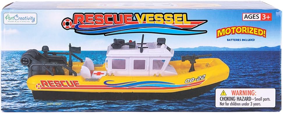 Aquatic Rescue Vessel, Battery-Operated Toy Ship for Kids, Floats in Water, Floating Bathtub and Pool Toy for Boys and Girls, Great Birthday Gift for Children