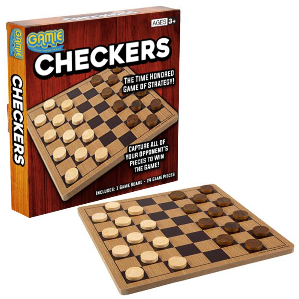 Wooden Checkers Board Game, Wood Family Board Game for Game Night, Indoor Fun and Parties, Develops Logical Thinking and Strategy, Best Gift Idea for Kids