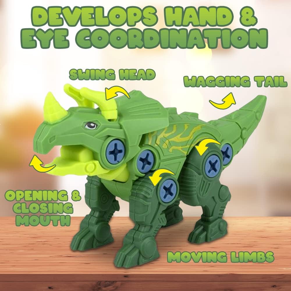 Take Apart Triceratops Dinosaur Toy Kit, Assemblesaurus Dinosaur Toy with Cage & Screwdriver