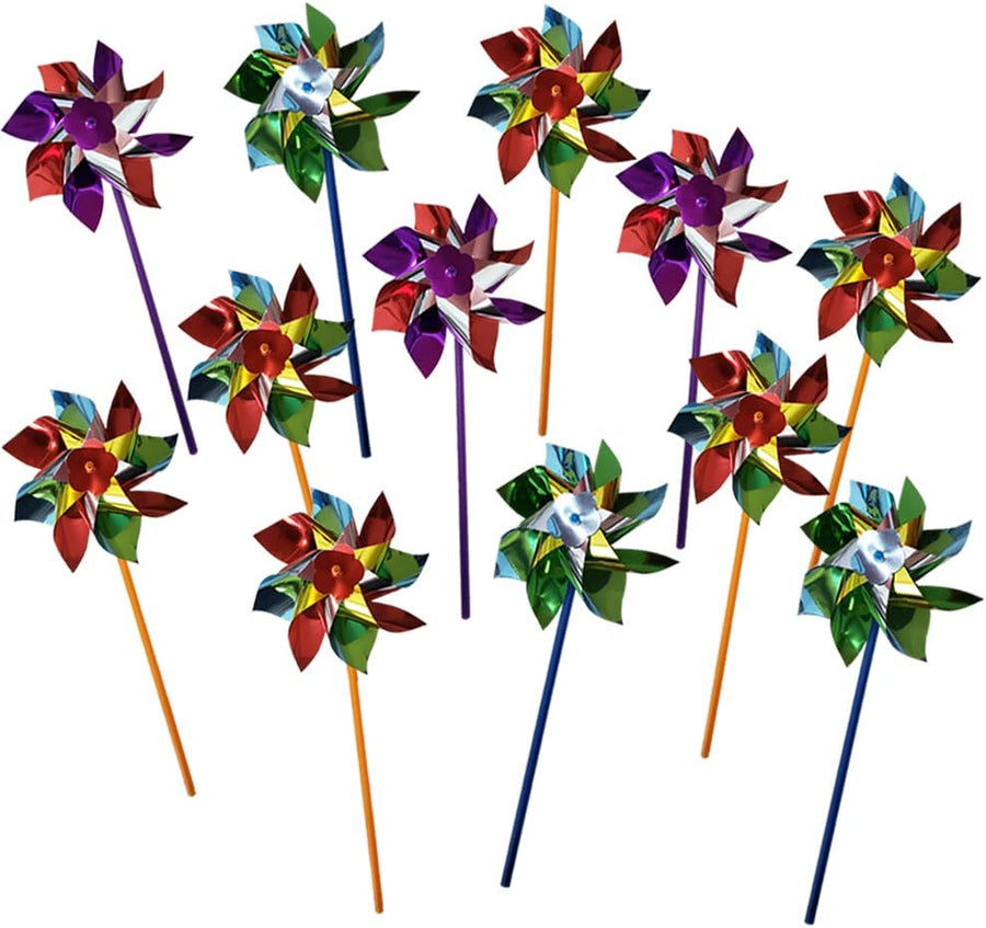 12 Pack Pinwheels Set - 6 Inch - Assorted Colors