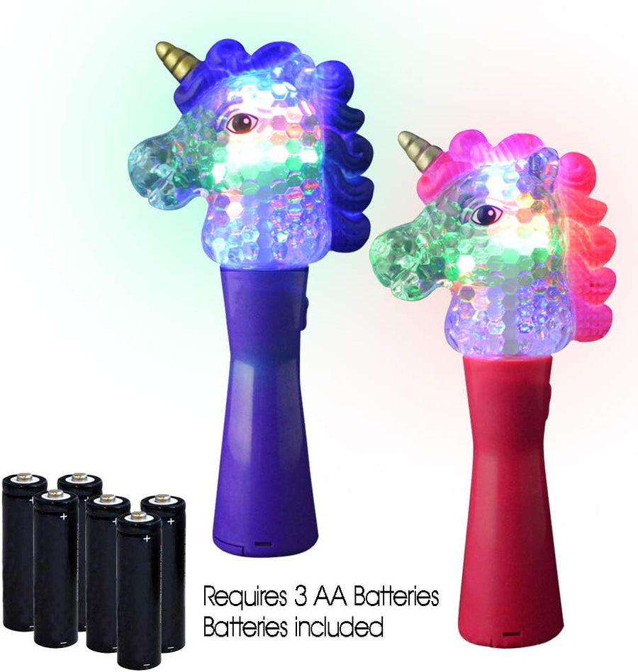 ArtCreativity 9 Inch Unicorn Magic Spinning Ball Wand - Set of 2- Unicorn Wand with Spinning LEDs - Cute Princess LED Wand for Girls and Boys - Fun Unicorn Party Supplies and Favors - Purple and Pink