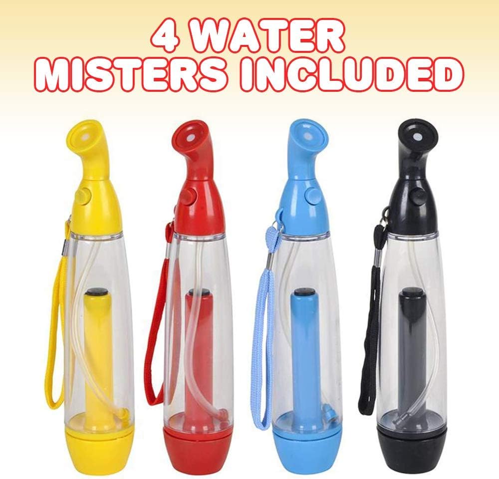 ArtCreativity Water Mister Spray Bottle Set - Pack of 4 - Pump Mister Cooling Spray Bottles with Carrying Loop - Portable Misting Sprayers for Camping, Outdoor Patio, Hiking - Assorted Vibrant Colors