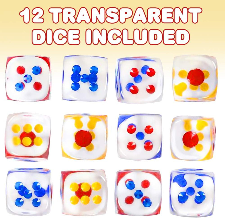 6-Sided Transparent Dice Set of 12