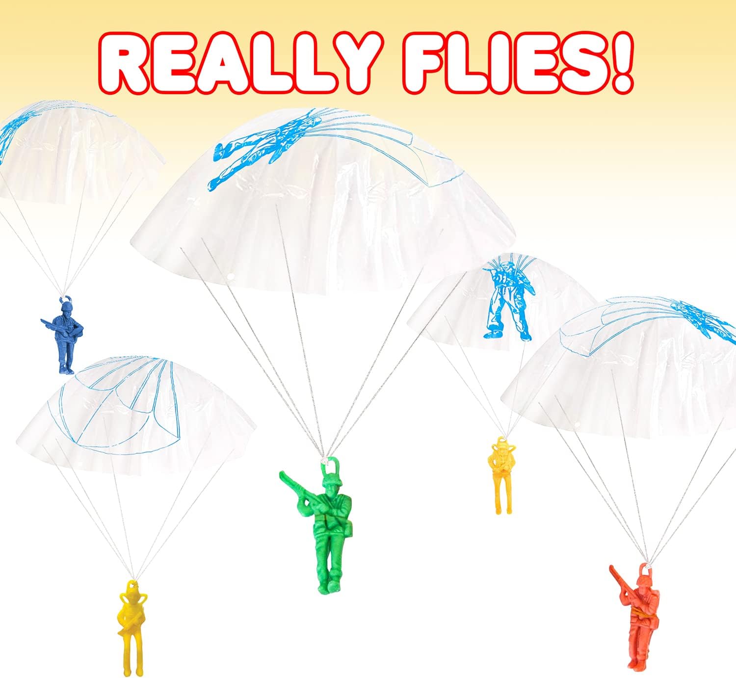 ArtCreativity Mini Paratroopers with Parachutes, Bulk Pack of 36, Vinyl Parachute Men Toy in Assorted Colors, Durable Plastic Army Guys Playset, Fun Parachute Party Favors, for Boys & Girls