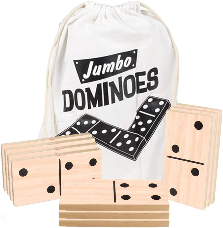 28PC Jumbo Wooden Dominoes Set with Carrying Bag