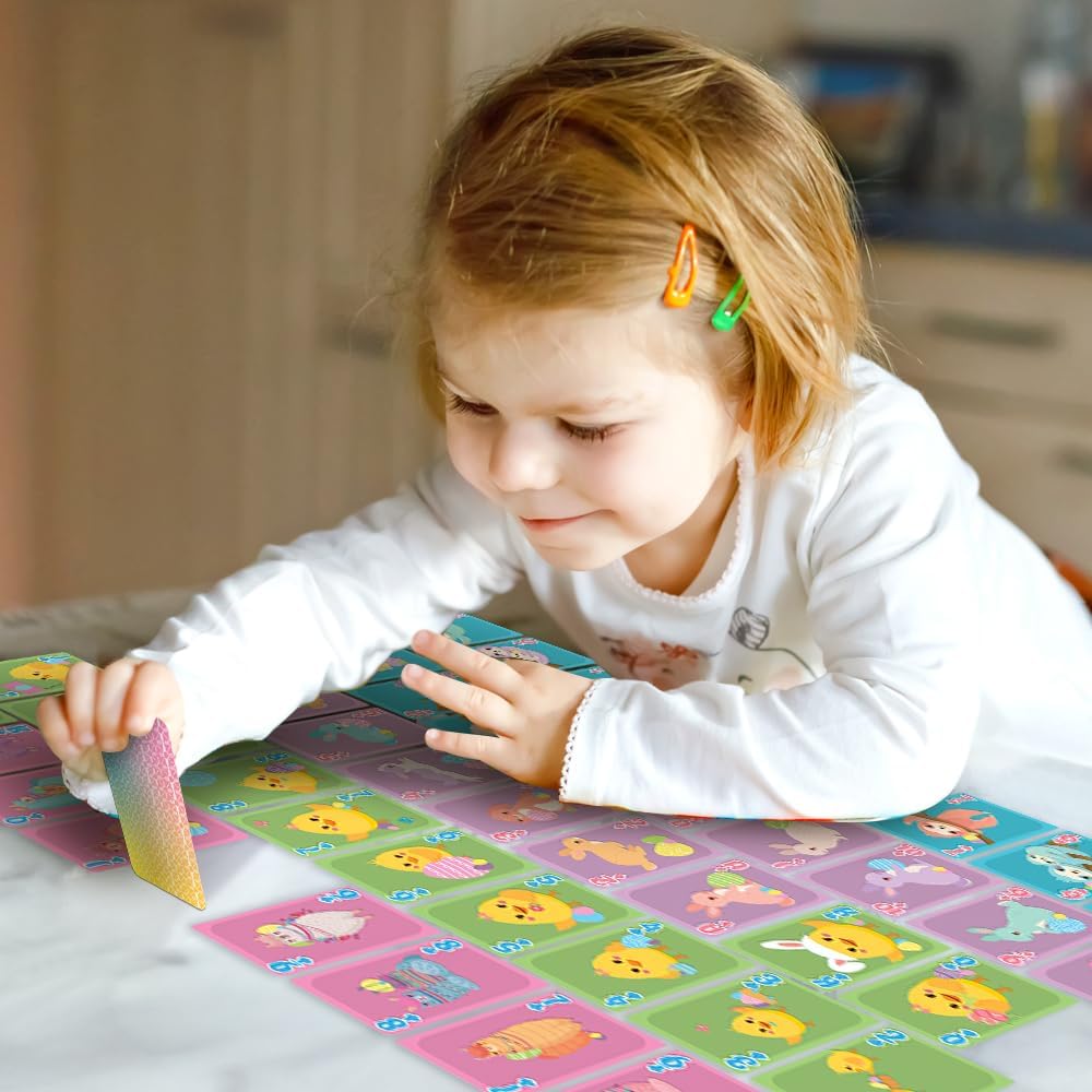 Easter Playing Cards for Kids - 52 Cards - Perfect for Easter Card Games Including Go Fish and Old Maid - Kids Playing Cards with Bunny, Chick, Llama, and Sloth Designs - Easter Basket Stuffers