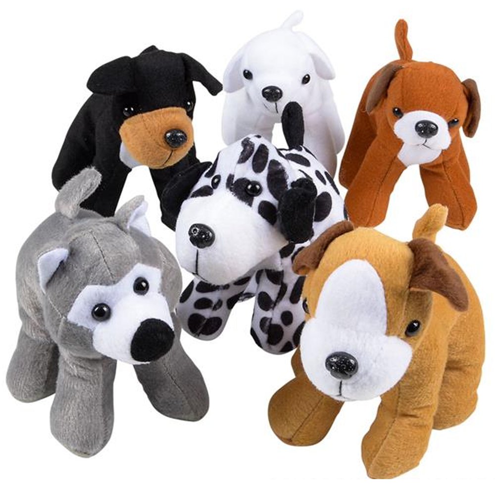 ArtCreativity Dog Plush Assortment- Set of 6- Soft and Cuddly Stuffed Animals for Toddlers- 6 Cute Puppy Designs- Fun Birthday Party Favors- Kids Carnival Prize- Gift Idea for Boys & Girls