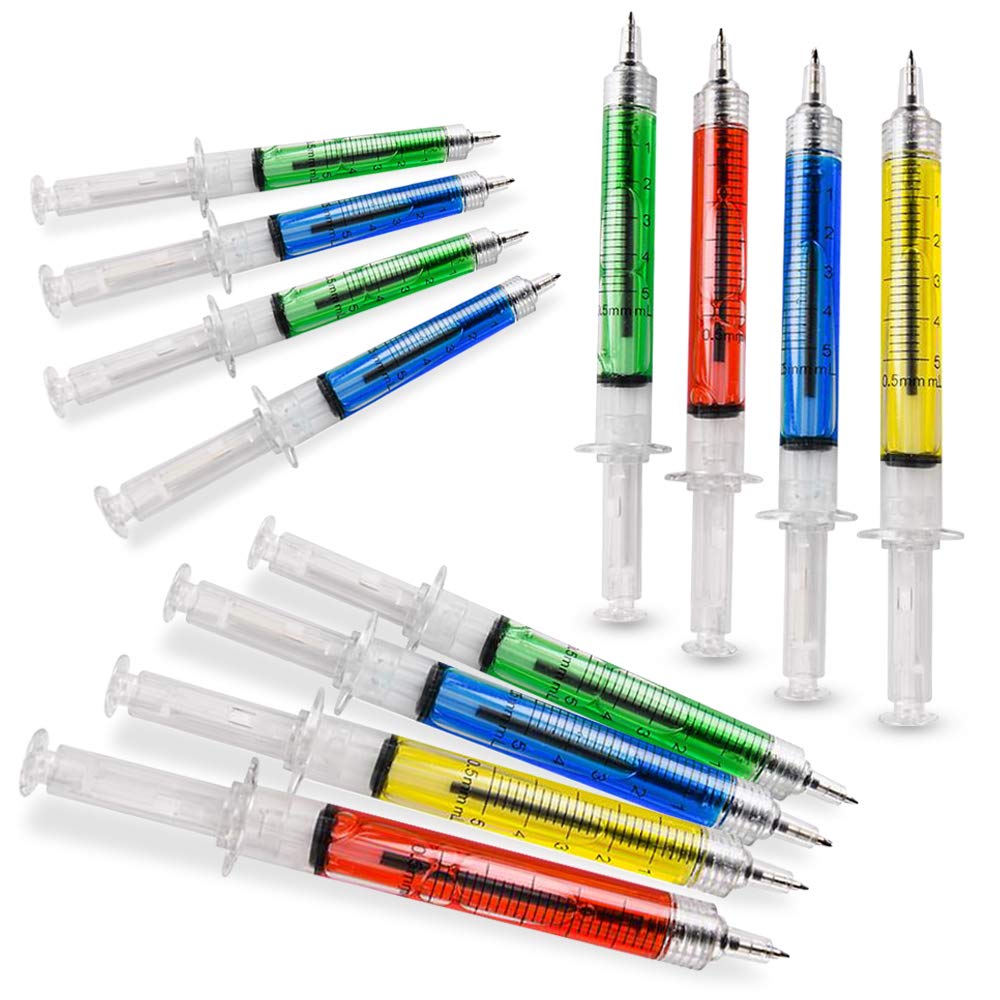 Syringe Pens for Kids- Bulk Pack of 60 - Retractable Fun Assorted Color Pens for Nurse Party Favors, Goodie Bag Fillers, Cool Nursing Student School Supplies - for Boys & Girls