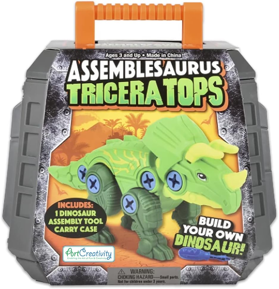 Take Apart Triceratops Dinosaur Toy Kit, Assemblesaurus Dinosaur Toy with Cage & Screwdriver