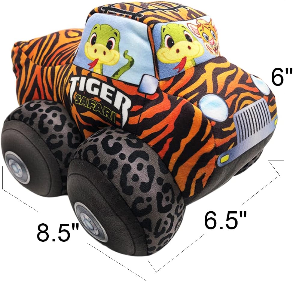 ArtCreativity Safari Plush Monster Truck, 8 Inch Big Monster Truck Stuffed Toy, Cool Animal-Themed Design, Soft Car Toys for Toddlers Car Stuffed Animal, Car Plush for Boys and Girls, Great Gift Idea