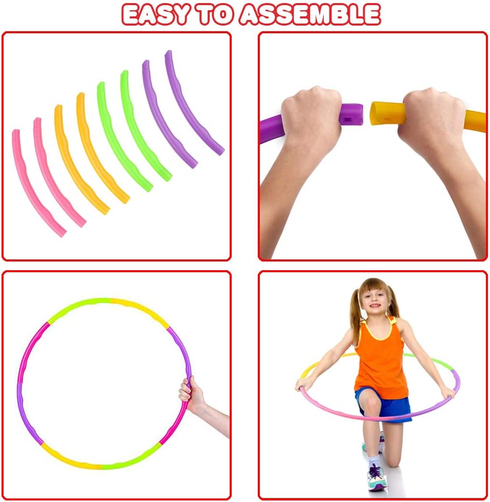 ArtCreativity Hula Hoop for Kids (Pack of 6), Adjustable Size Hoola Hoop Toy for Exercise, 8 Section Detachable Hoola Hoops, Playground Toys for Outdoor Fun, Birthday Party Favors for Boys and Girls