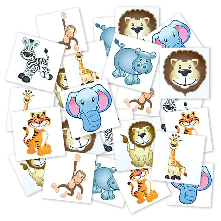 ArtCreativity Zoo Animal Temporary Tattoos for Kids - Bulk Pack of 144 Tattoos in Assorted Designs, Non-Toxic 2 Inch Tats, Birthday Party Favors, Goodie Bag Fillers, Non-Candy Halloween Treats