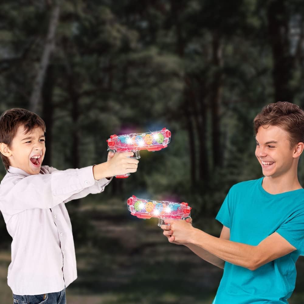 ArtCreativity Light Up Gear Toy Gun for Kids, Toy Guns For Boys With Moving Gears, LED Effects, and Music, Batteries Included, Interactive LED Toy Guns for Kids, Great Gift Idea Light Up Toys For Kids