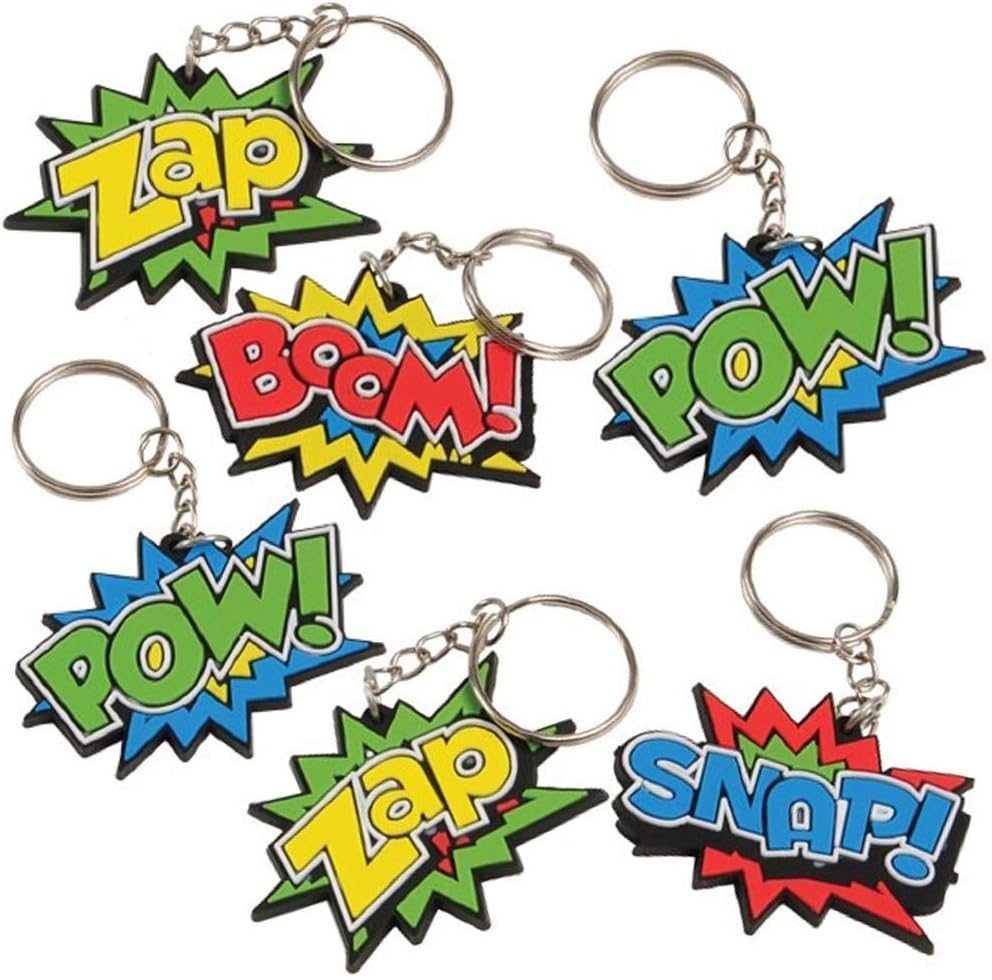 Superhero Keychains, Pack of 12