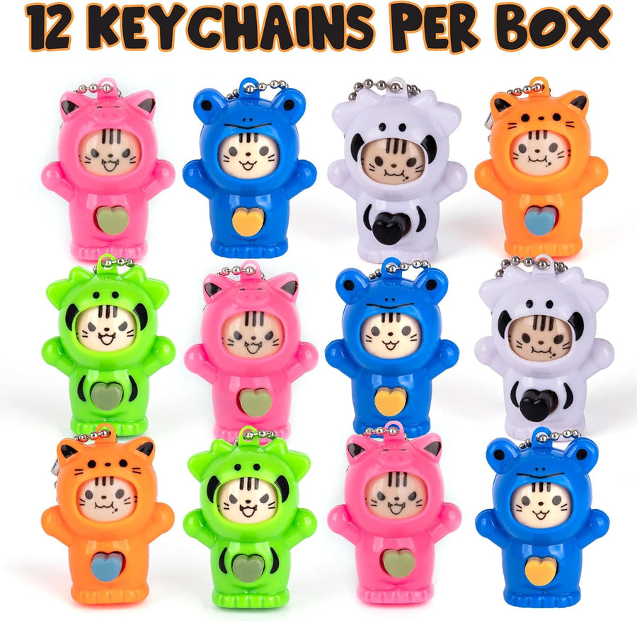 Face Changing Animal Keychains for Kids - Set of 12