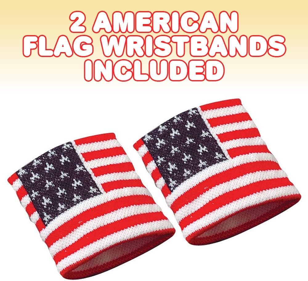 American Flag Wrist Sweatbands, Set of 2