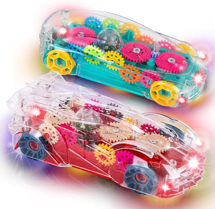 Light Up Transparent Toy Cars for Kids, Set of 2