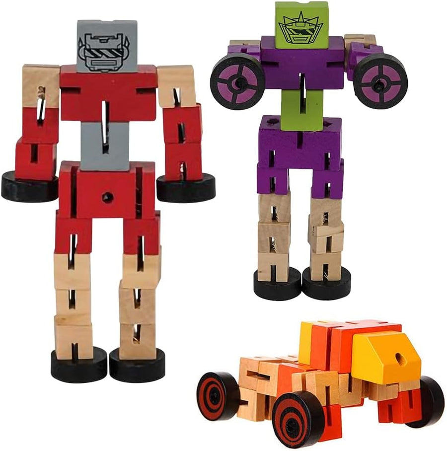Wooden Toy Robots - 3 Pack