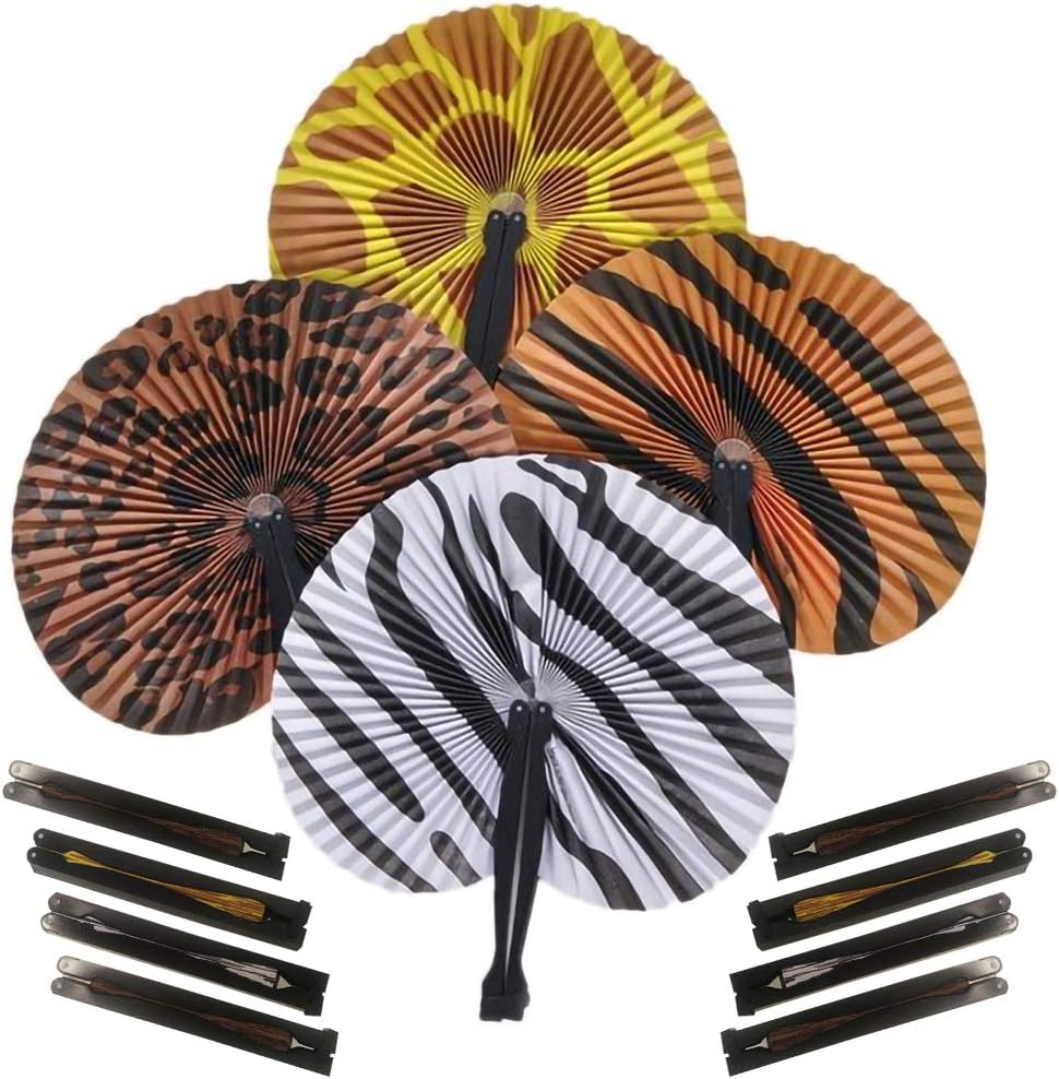 10 Inch Safari Print Folding Fans