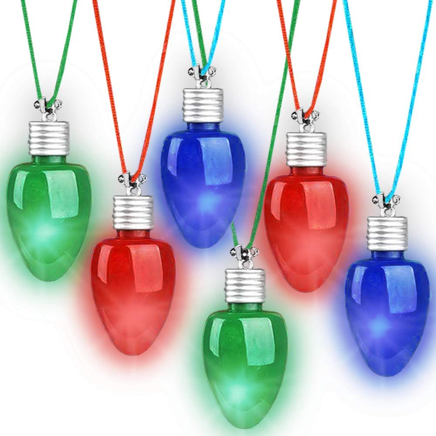 ArtCreativity Light-Up Christmas Bulb Necklaces, Set of 6 Light Up Christmas Necklaces, Festive Holiday Necklaces in Assorted Colors, Christmas Necklaces that Light Up for Boys and Girls