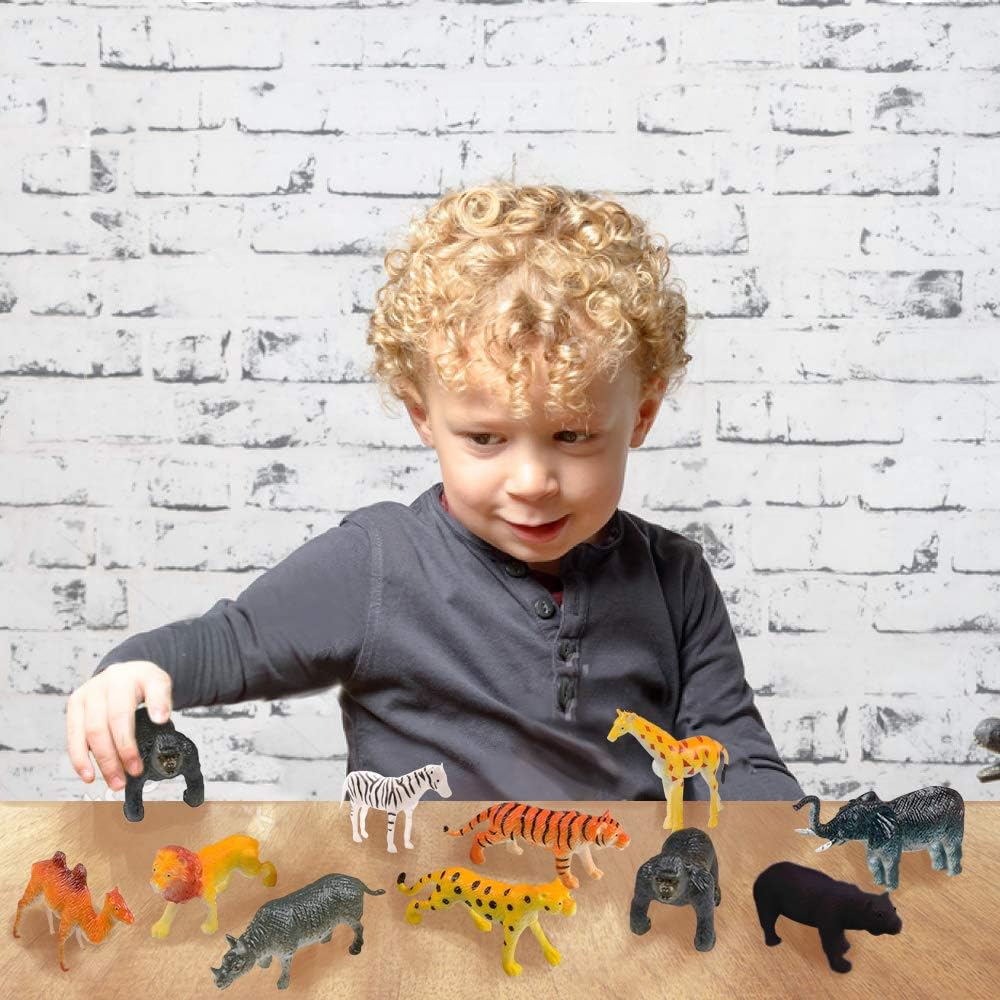 ArtCreativity Safari Animal Figurines Set for Kids - Pack of 12 - Assorted 2.5 Inch Small Animal Figures - Sturdy Plastic Toys - Fun Zoo Theme Birthday Party Favor- Great Gift Idea for Boys & Girls