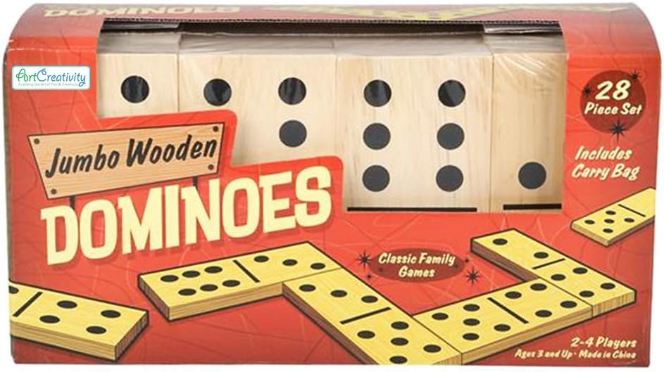 28PC Jumbo Wooden Dominoes Set with Carrying Bag