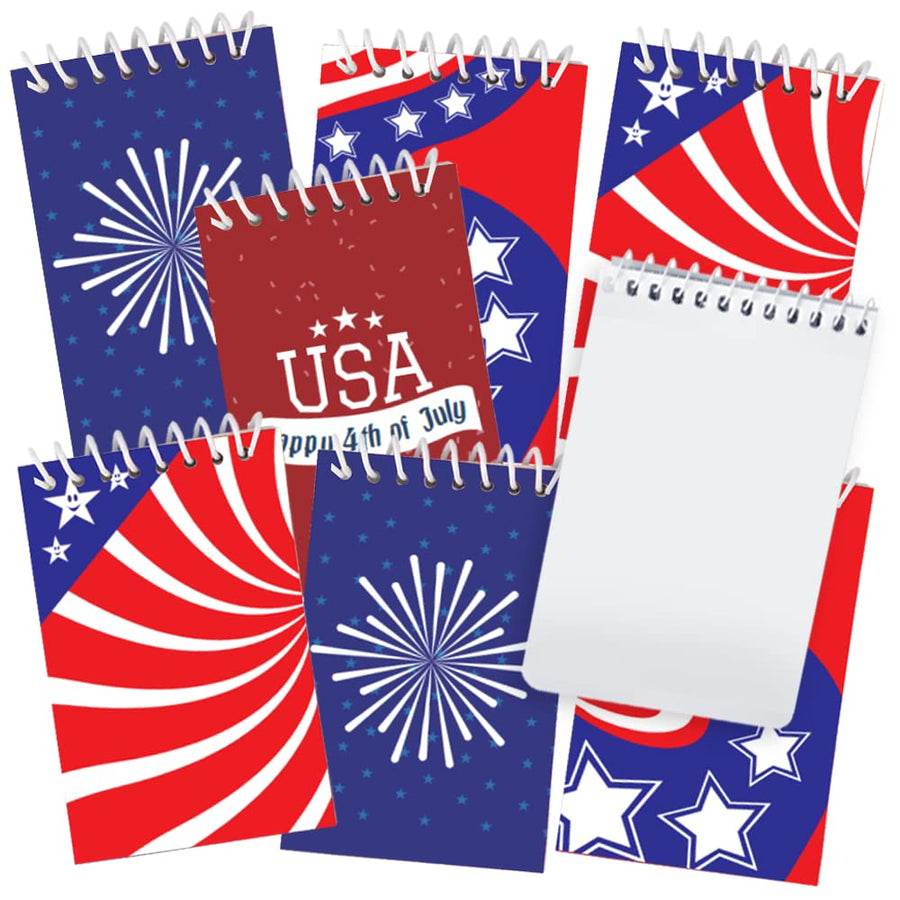 ArtCreativity Mini Patriotic Notepads, Pack of 12, Small Red, White, and Blue Notebooks with Assorted Patriotic Designs, Party Favors for July 4th, Memorial and Veterans Day