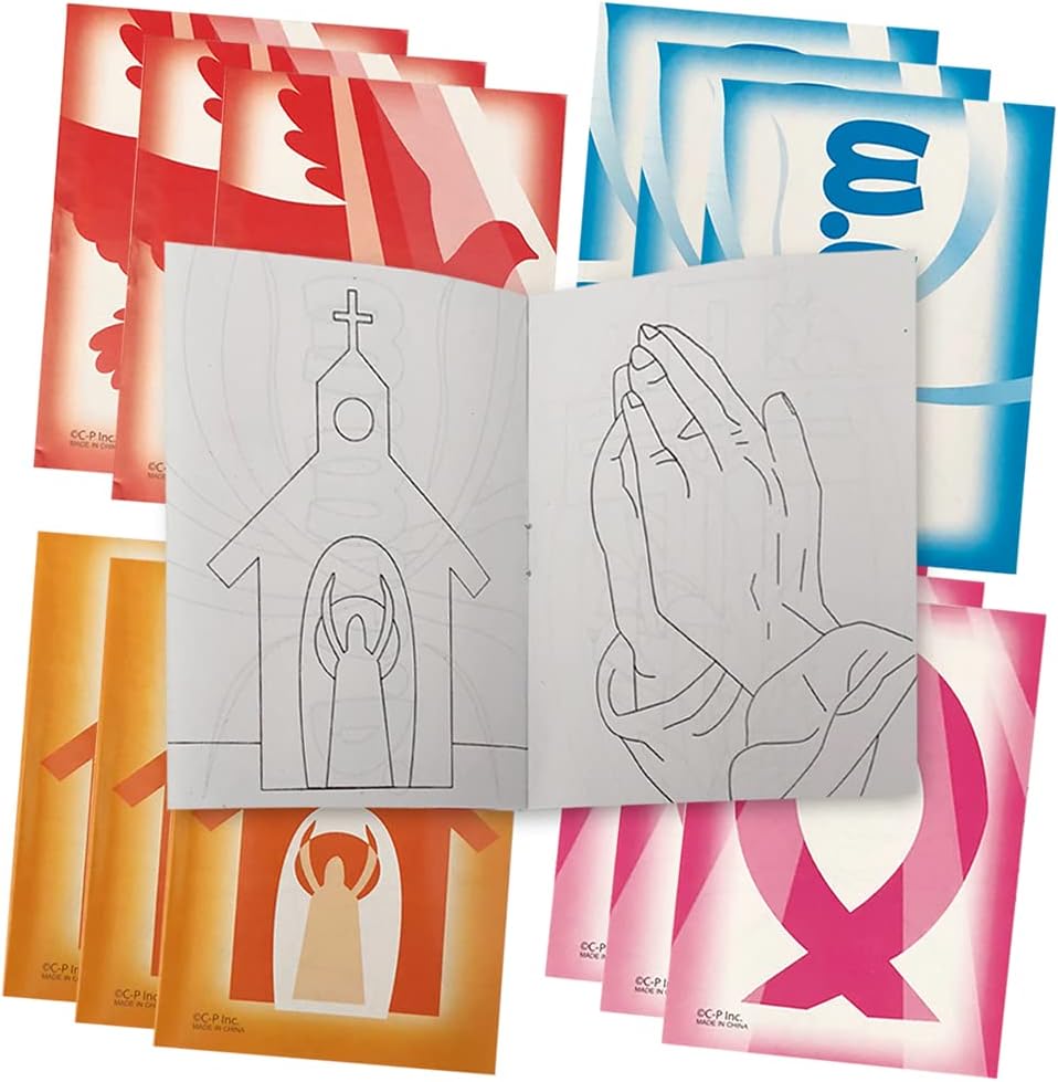Religious Coloring Books - Pack of 12-8 Paged Assorted Mini Color Booklets, Fun Goodie Bag Fillers, Birthday Party Favors and Activities for Boys and Girls