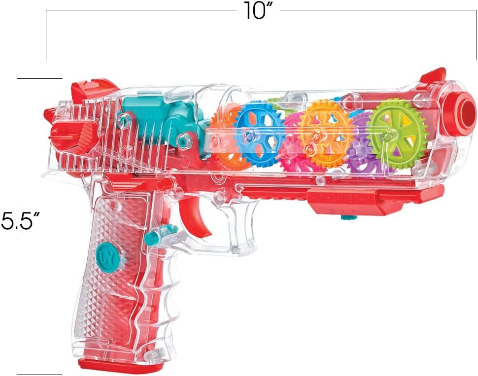 ArtCreativity Light Up Gear Toy Gun for Kids, Toy Guns For Boys With Moving Gears, LED Effects, and Music, Batteries Included, Interactive LED Toy Guns for Kids, Great Gift Idea Light Up Toys For Kids