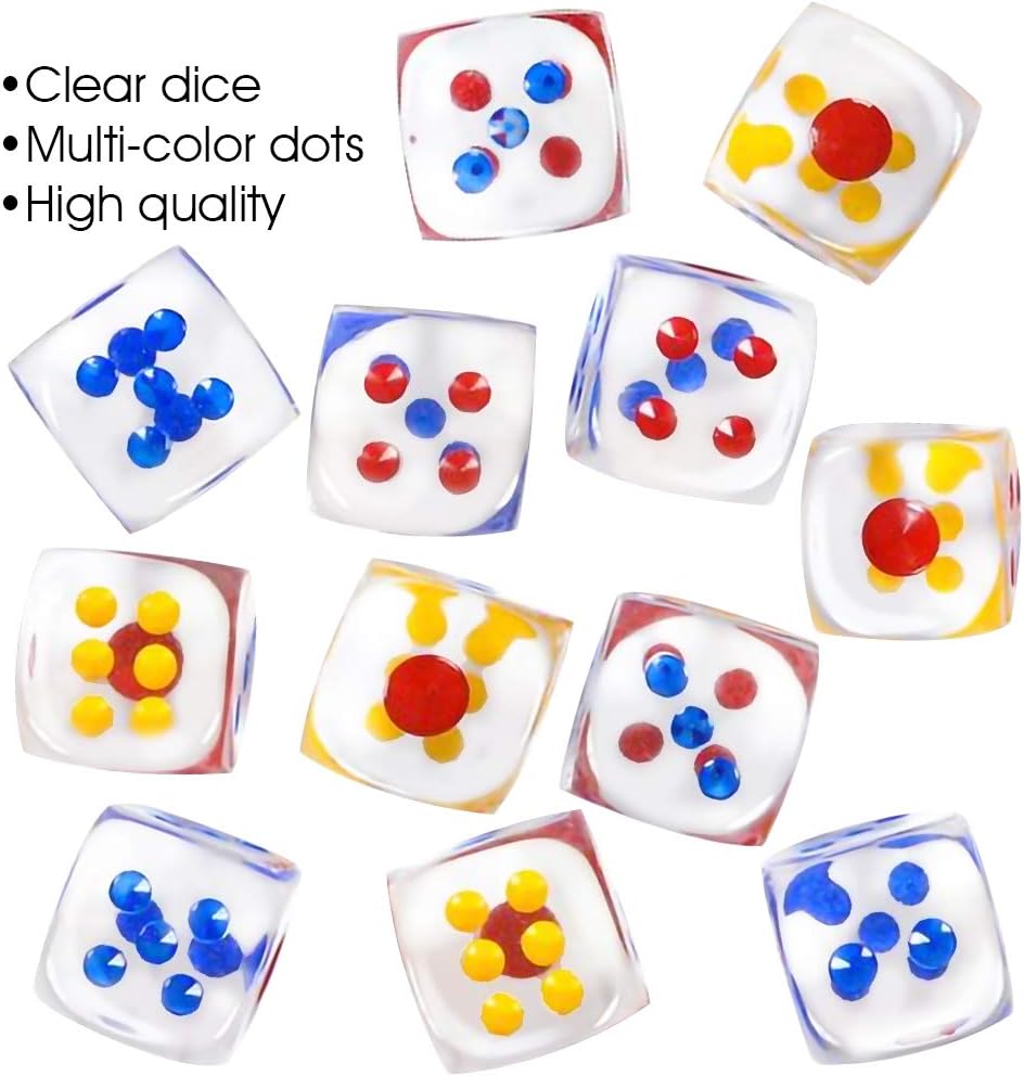 6-Sided Transparent Dice Set of 12