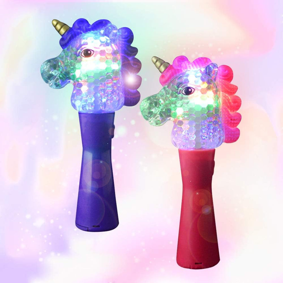 ArtCreativity 9 Inch Unicorn Magic Spinning Ball Wand - Set of 2- Unicorn Wand with Spinning LEDs - Cute Princess LED Wand for Girls and Boys - Fun Unicorn Party Supplies and Favors - Purple and Pink