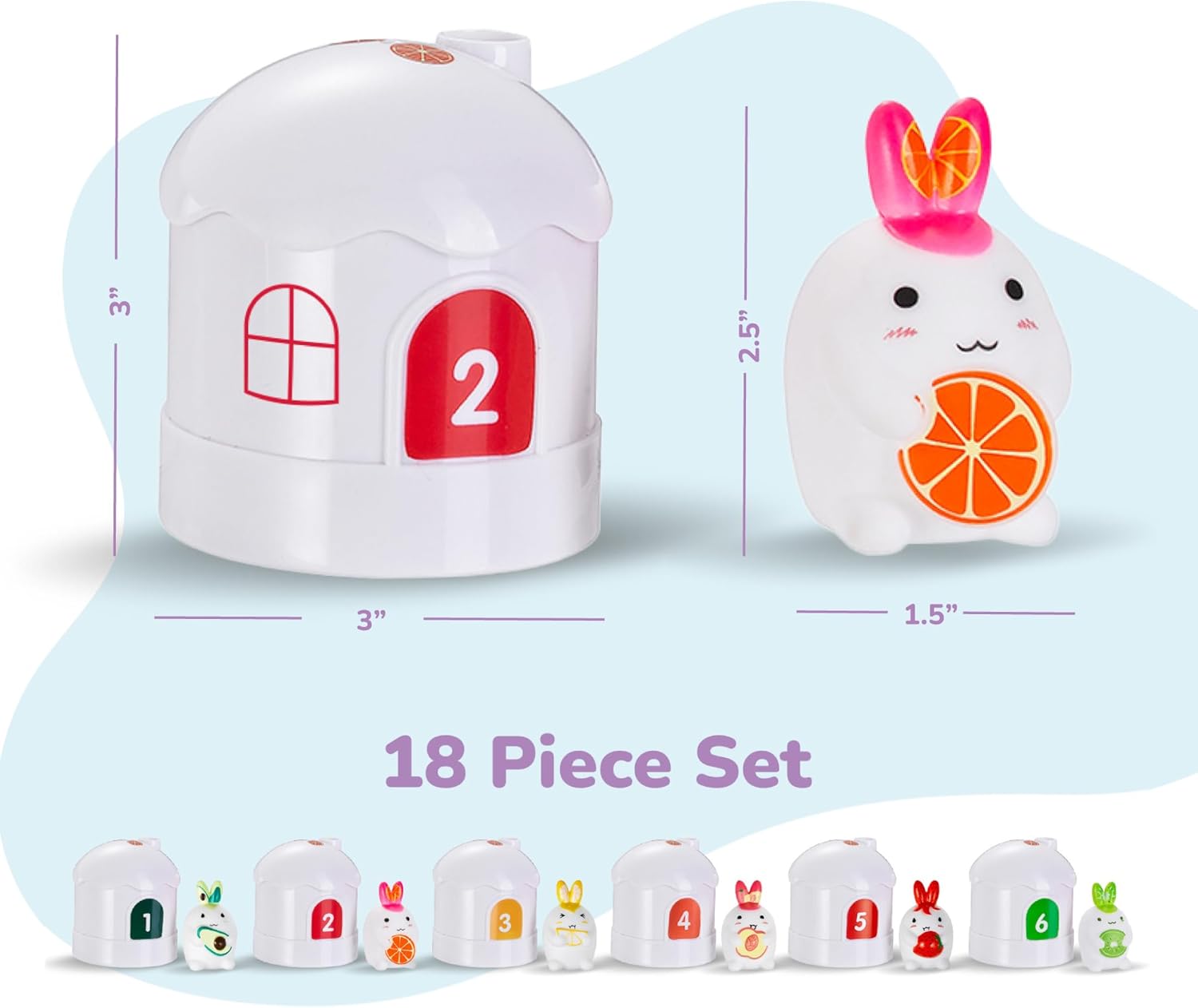 Bunny Matching & Sorting Set - 18 PC Montessori Toy - Easter Learning Toys for Toddlers 1-3 - Educational Basket Stuffers for Boys and Girls - Fun Easter Games for Kids
