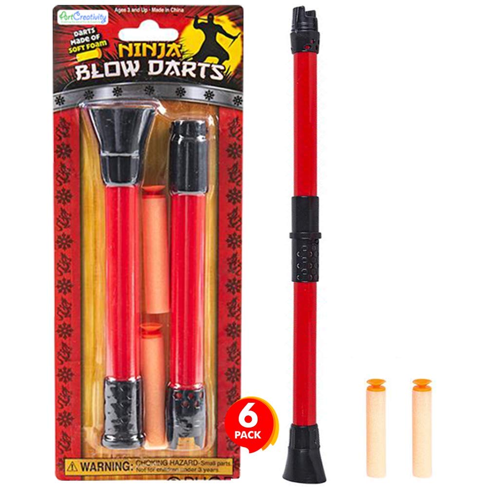 Ninja Blow Darts, Set of 6 Blasters with 2 Darts Each