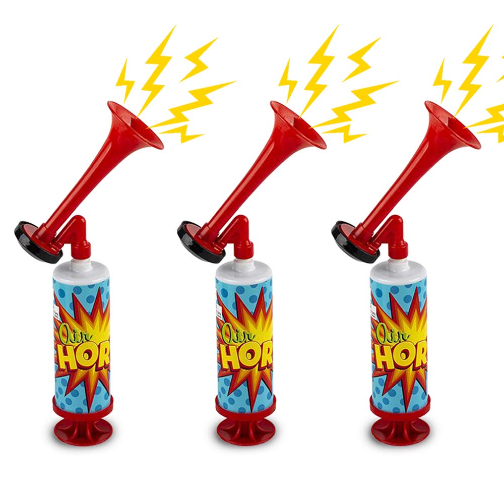 ArtCreativity Mini Air Horn Pump, Set of 3, 10 Inch Noisemakers for Sporting Events, Parties, Celebrations, Fun Birthday Party Favors and Goodie Bag Fillers for Kids and Adults